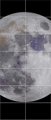 Tile mural with realistic full Moon on black background – modern decorative ceramic tile